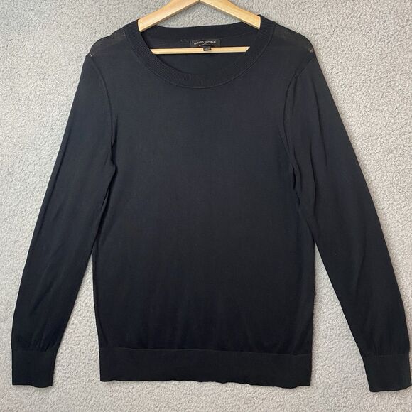 Banana Republic Black Forever Sweater Crew Neck Comfy Workwear Lg Minimalist - Picture 1 of 6